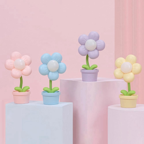 Lámpara De Noche Con Forma De Flor De Dibujos Animados, Func