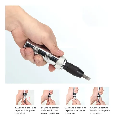 Kit Chave De Impacto Manual Soltar Parafusos 8 Peças