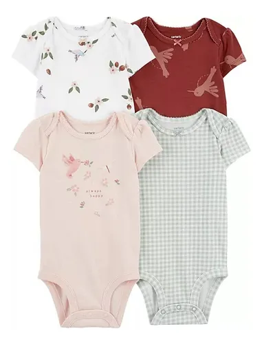 Pañaleros Carters Bebe Niña Bodysuit Set 4pz 100% Original Pañaleros Carters Bebe Niña Bodysuit Set 4pz 100% Original