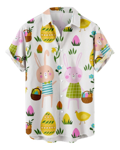 Camisas Casuales De Manga Corta De Pascua A La Moda De Veran