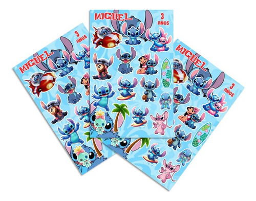 Stickers Fiesta Personalizados X8 Planillas Pack A Elegir Lilo Y Stitch