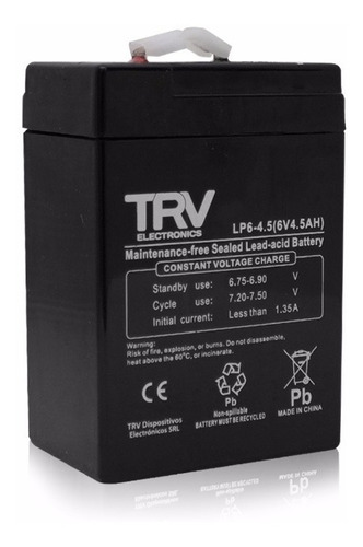 Batería Trv 6v-4,5a / Recargable / Alarmas / Ups / Luz Emerg