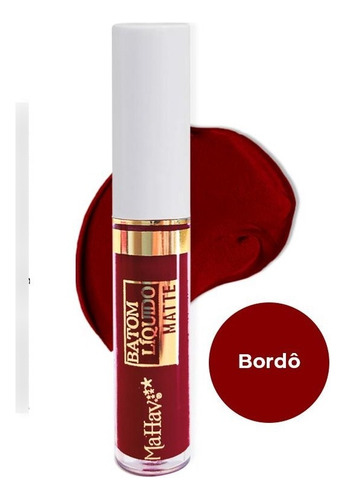 Batom Liquido Matte Bordo Mahav 4ml
