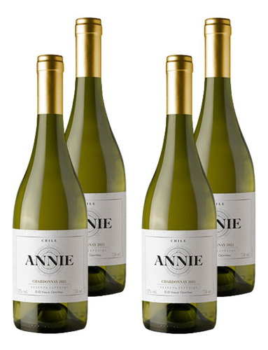 Kit 4 Vinhos Annie Special Reserv Chardonnay Bco Chile 750ml