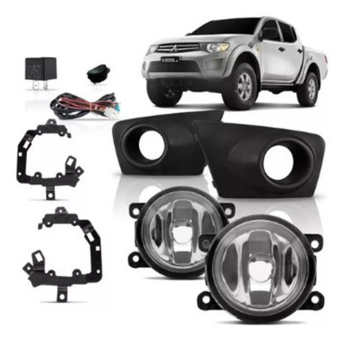 Kit Farol De Milha L200 Triton 2011 2012 2013 Com Moldura