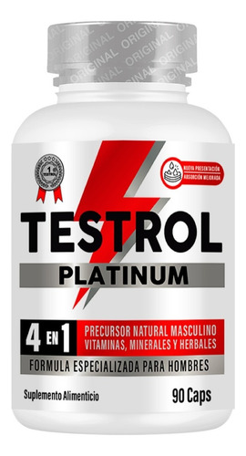 Testrol Platinum 4en1 Potenciador Masculino Natural 90 Caps Sin sabor