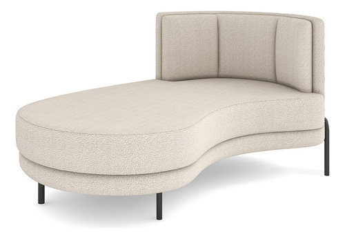 Sofá Chaise Longue Sala Living Lucca Esquerdo Bouclê Creme