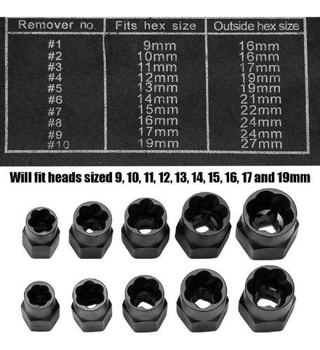 Juego De 10 Piezas De Extractor De Tornillos De Tuerca Dañad