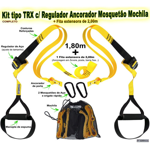 Imagem 2 de 10 de Fita Treinamento Funcional Suspenso Tipo Trx Fit Suspension