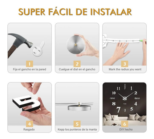 Imagen 5 de 9 de Reloj De Pared Con Diseño 3d Blanco