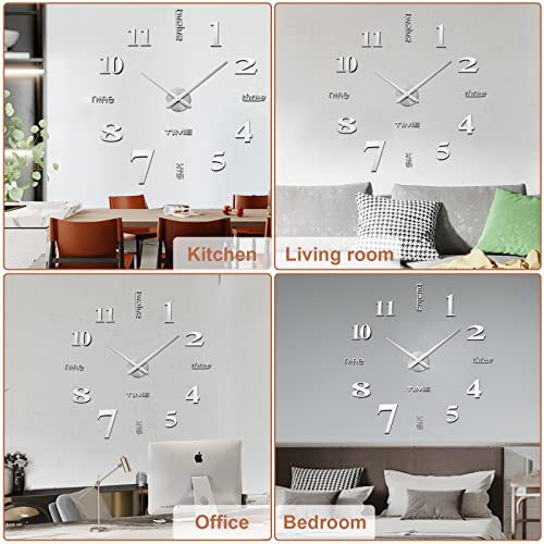 Reloj De Pared 3d Diy Decoración Espejo Sin Marco