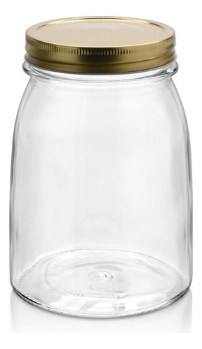 Flexy Contenedor De Vidrio Con Tapa Dorada De 1000 Ml. Color Transparente