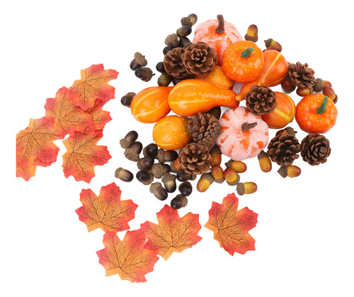 Set Decorativo De Calabaza Otoñal, 166 Unidades, 100 Hojas D