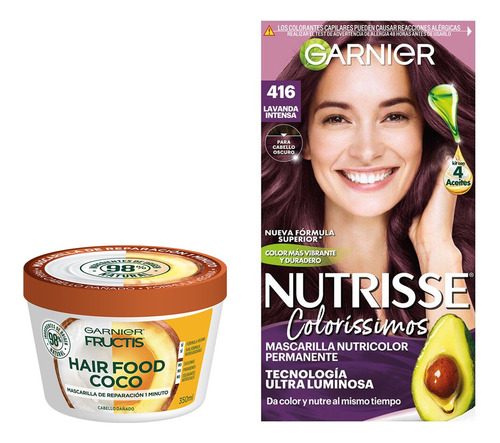 Pack 3 Coloracion 416 Nutrisse + Hair Food Crema 350 Gr