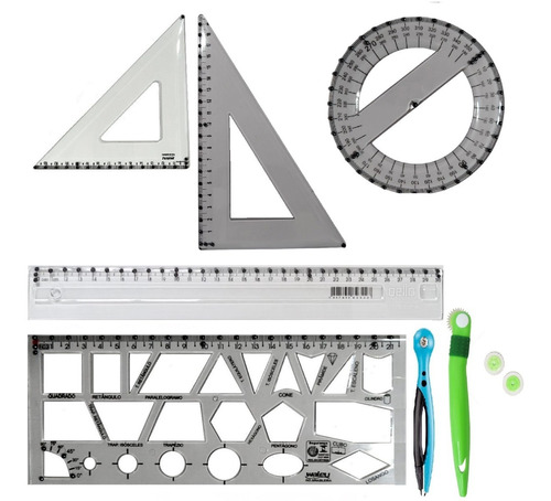 Kit Desenho Geométrico Avançado Adaptado Braille Baixa Visão