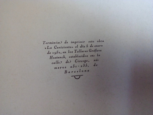 La Cenicienta Editorial Hostench Año-1952 Emilio Freixas (Usado)