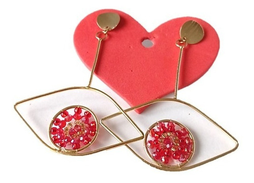 Imagen 6 de 6 de Aretes Grandes En Bronce Con Baño En Oro + Empaque Regalo