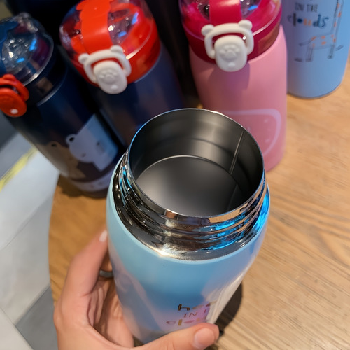 Termo Infantil Acero Inoxidable 350ml Con Popote Seguro