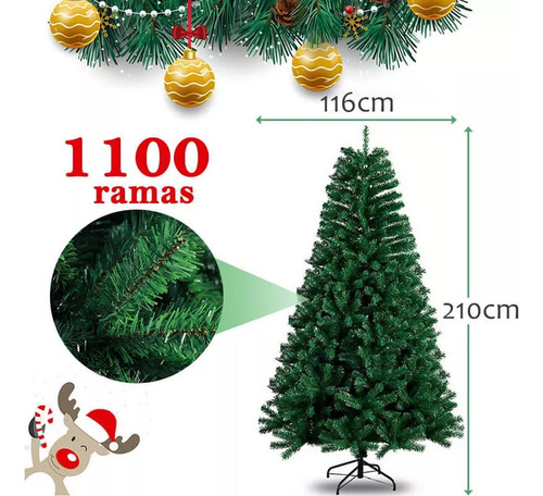 Árbol De Navidad De Lujo Con 1100 Ramas De Pino Verde Austriaco De 2,10 M