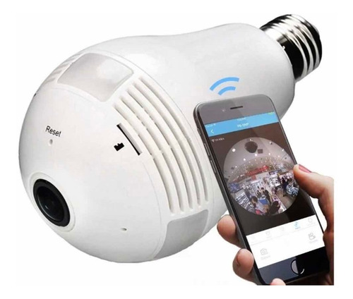 Camera Ip Seguraca Lampada Vr 360 Panoramica Espia Wifi V380