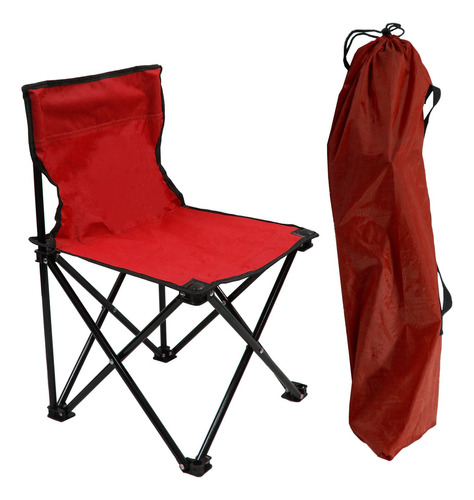 Silla Plegable Portátil Playa Camping Color Rojo 60x45cm