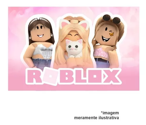 Kit Festa +topo Bolo Roblox 02 Rosa C/ 5 Quadros P+7 Totens