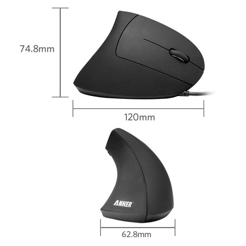 Imagen 2 de 6 de Anker Ergonómico Óptico Usb Con Cable Del Ratón Vertical 100