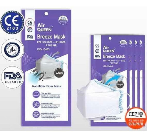 Cubrebocas Airqueen Lavables Con Filtro Nano Coreano 20 Pz