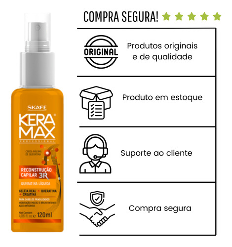 Queratina Liquida Keramax Reconstrucao Capilar 120ml