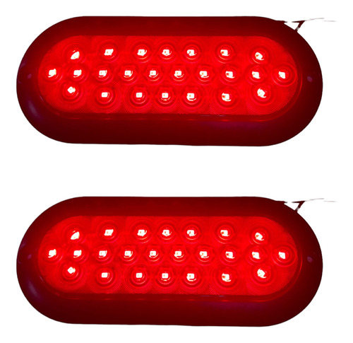 Set 2x Plafón Óvalo Luz Remolque Cuartos Y Stop 10 Led Rojo