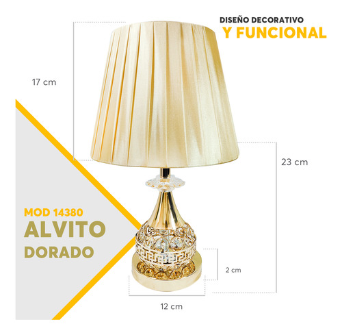Lámpara De Mesa Decorativa Dorada E27 Escritorio 65w 14380 Dorado
