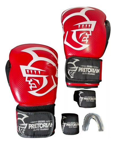 Kit Pretorian Elite Luva De Boxe Muay Thai Bandagem + Bucal