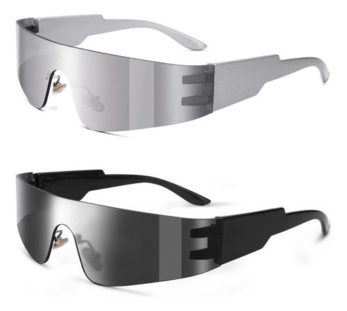 Nulooq Y2k Gafas De Sol Envolventes Futuristas Sin Montura P