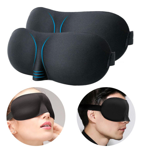 Kit 2x Máscara Para Dormir 3d Viajar Relaxar Sono Cochilo