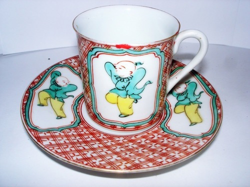 Taza Y Plato Porcelana Pintada A Mano Made In Occupied Japan