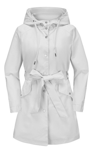 Chaqueta Impermeable Con Capucha Y Cinturón Para Mujer.