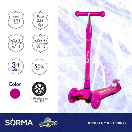 Imagen 3 de 10 de Combo Monopatin 4 Ruedas C/luz + Casco Infantil