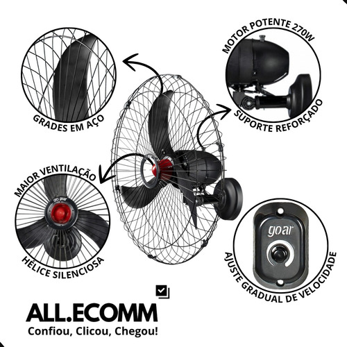 Kit 2 Ventilador Parede Osc Goar 70cm Bivolt 270w Industrial