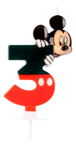 Vela Mickey Mouse Número 3 Aniversário Festa