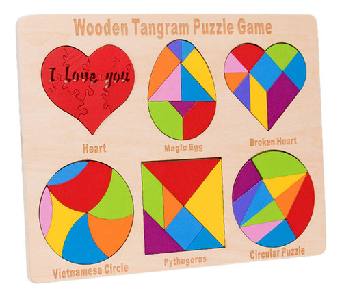 Juguete De Madera Tangram Juego De Rompecabezas Tangram 6