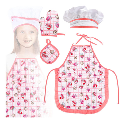 Kids Feating Play Apron Accessors Pad Pad Hot Chef Hat Set