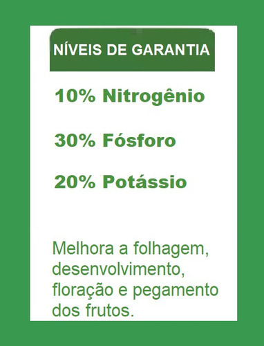 Npk 10-30-20 Floração Frutos Sais Hidrossoluvel Rende 200 Lt