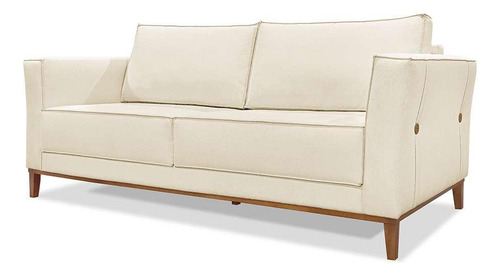 Sofá 3 Lugares Potenza Linho Rústico Natural 190 Cm Cor Bege