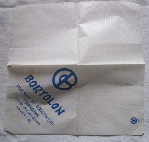 Antigua Servilleta De Papel De Bortolon Vacaria Rs Brasil