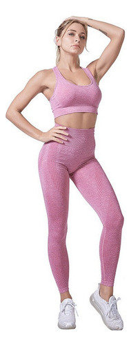 Leggings Push Up Sin Costuras For Mujer + Top De Gimnasia