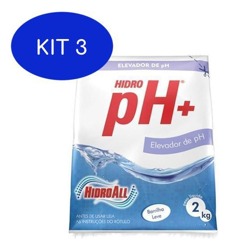 Kit 3 Barrilha Elevador De Ph 2kg - Hidroall