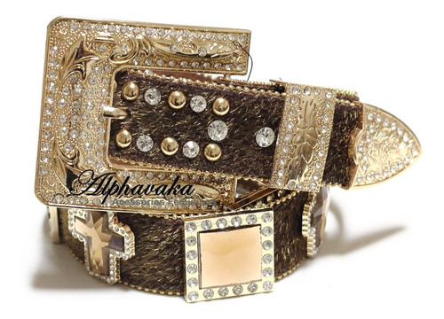 Imagem 4 de 5 de Cinto Feminino Estilo Moda Country Cruz Com Fivela Ponteira E Passador