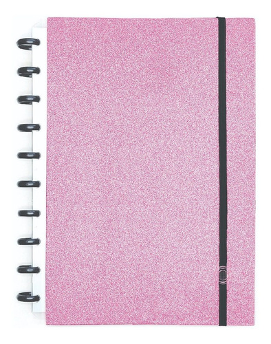 Caderno Criativo Inteligente Glitter Rosé - Discos  - Grande