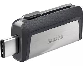 Memoria USB SanDisk Ultra Dual Drive Type-C 64GB 3.1 Gen 1 negro y plateado