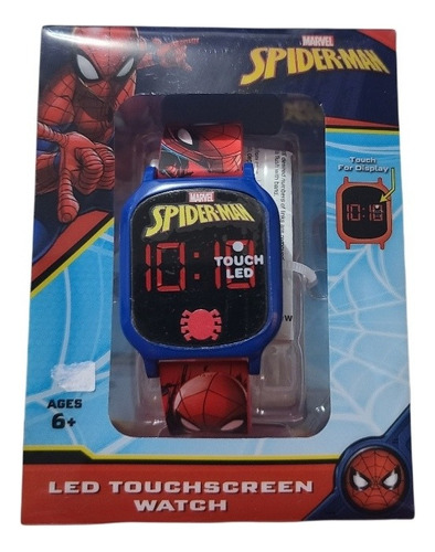 Reloj Led Touch Spider-man Marvel 2021 Color de la correa Rojo